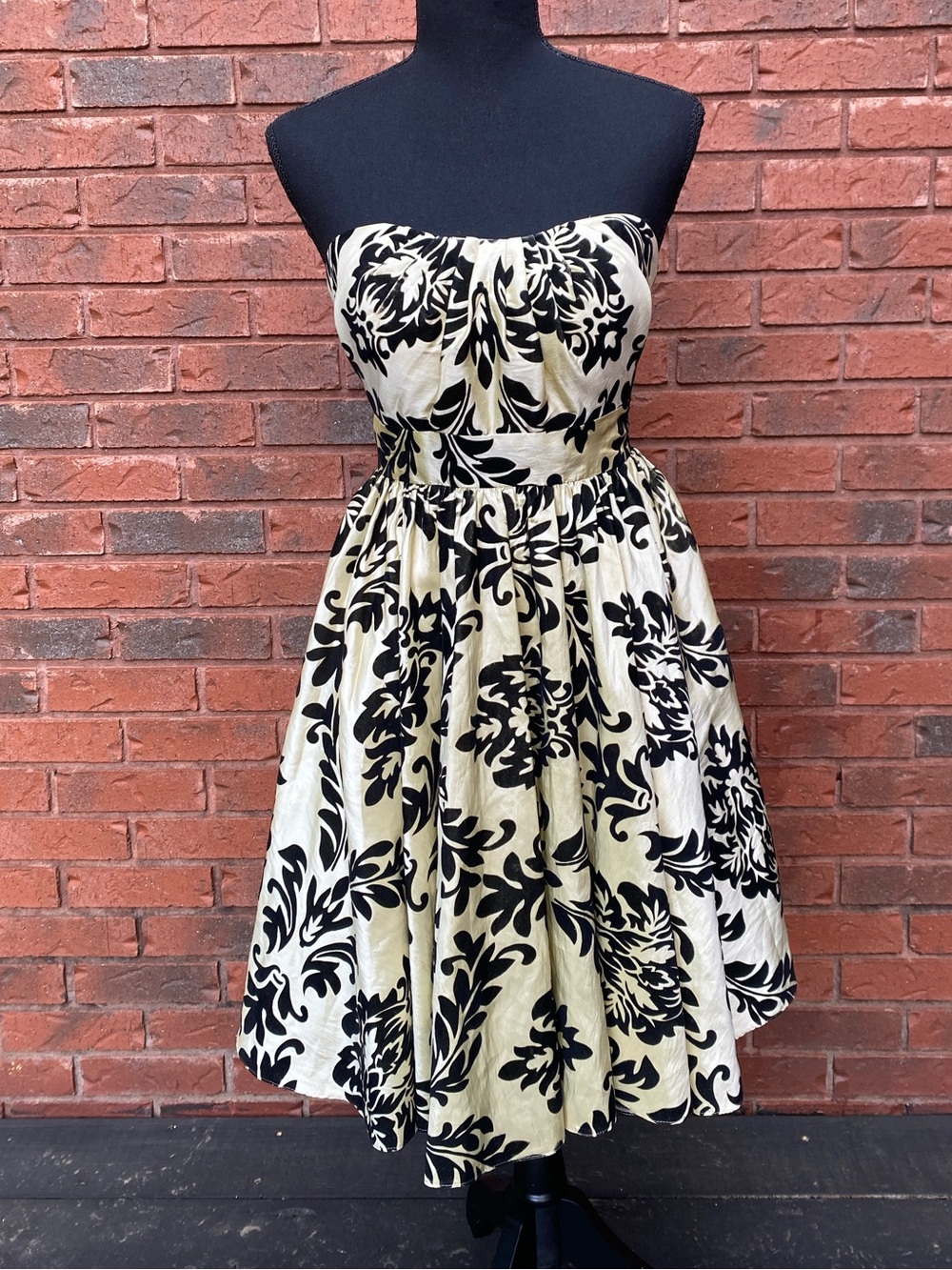 Alyce Paris Gold Black Paisley Corset Dress 6